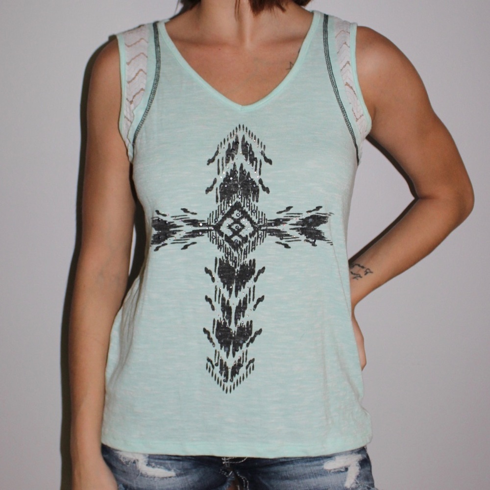 Tank top with crystals